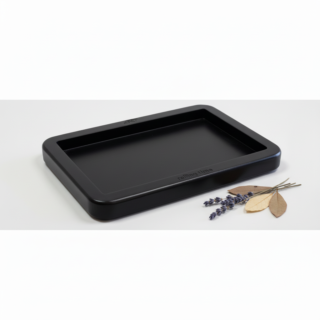 Black tray with simple styling - angled view