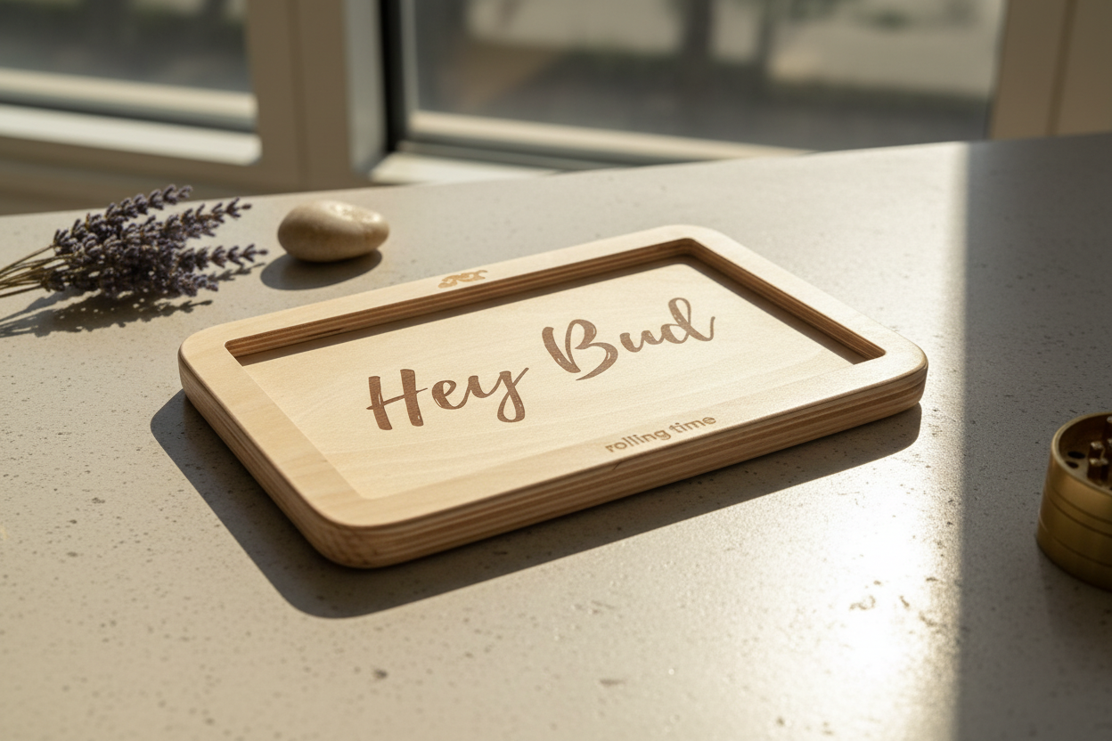 Hey Bud wooden rolling tray product image