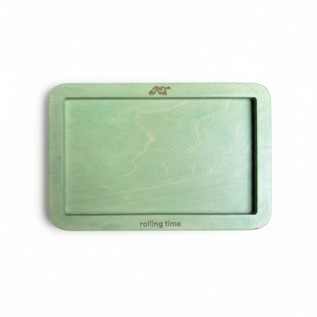 Mint green tray top view