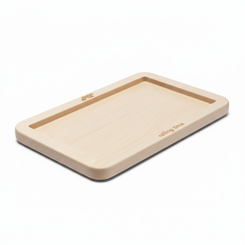 Whitewashed birch tray angled view