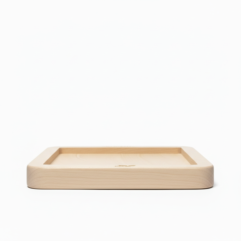 Whitewashed birch tray side view