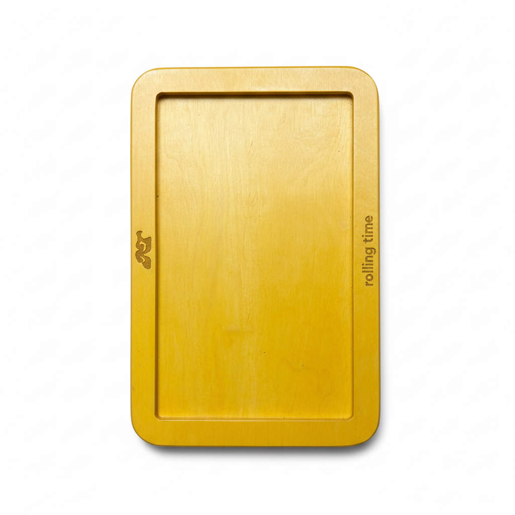 Yellow tray with both logos top view